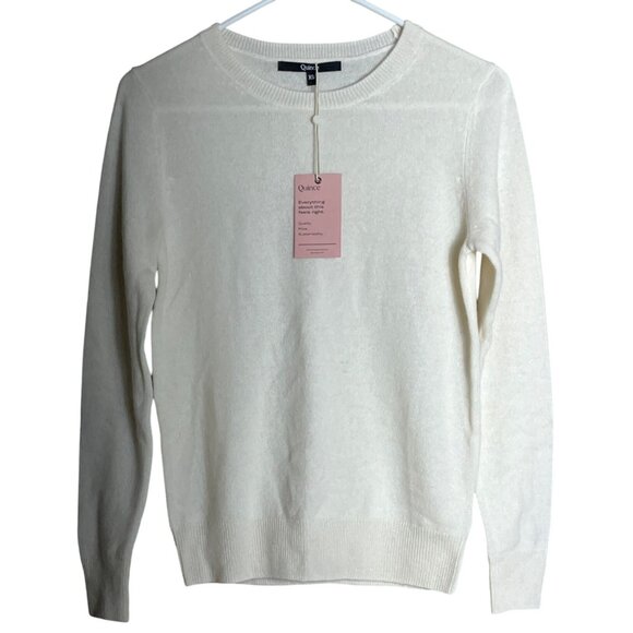 Quince Sweaters - NWT Quince Cashmere Crewneck Sweater Ivory Pullover Classic Long Sleeve Women XS